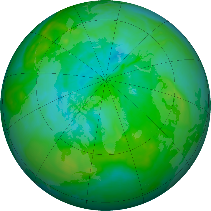 Arctic ozone map for 15 August 2013